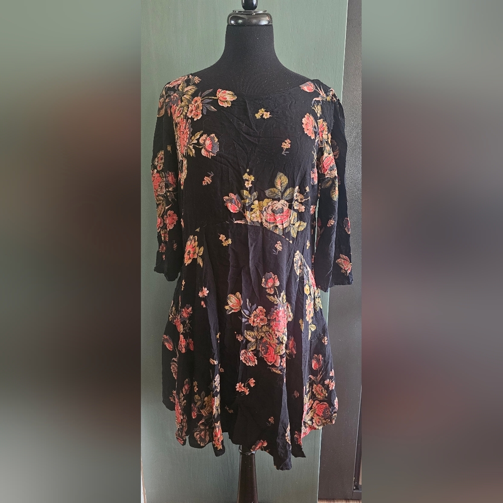 Free People Floral Black Dress